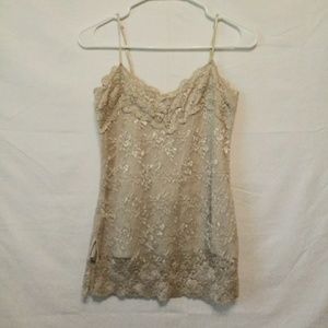 Cream Colored Cami with Lace Overlay